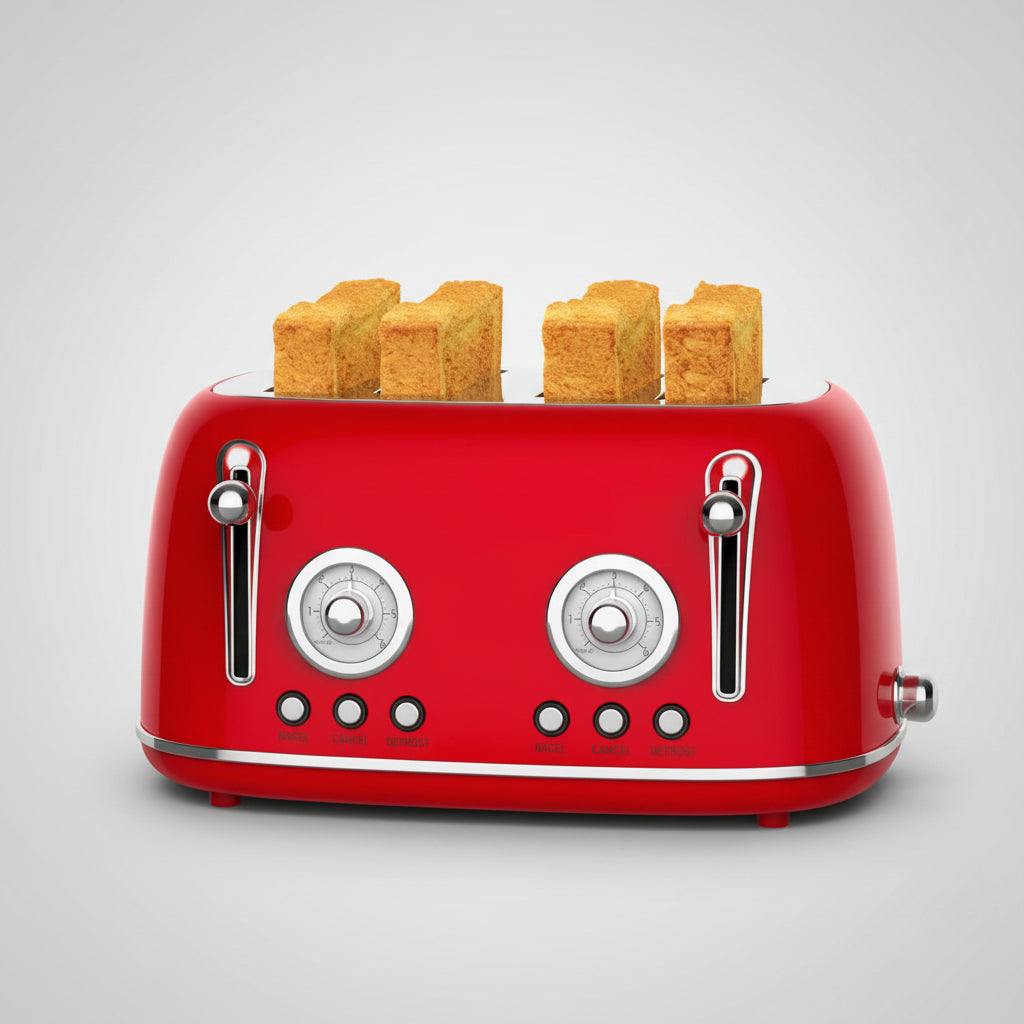 Chefivo Retro 4-Slice Red Toaster